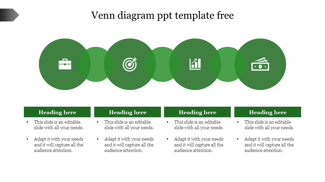 venn diagram ppt template free-Green